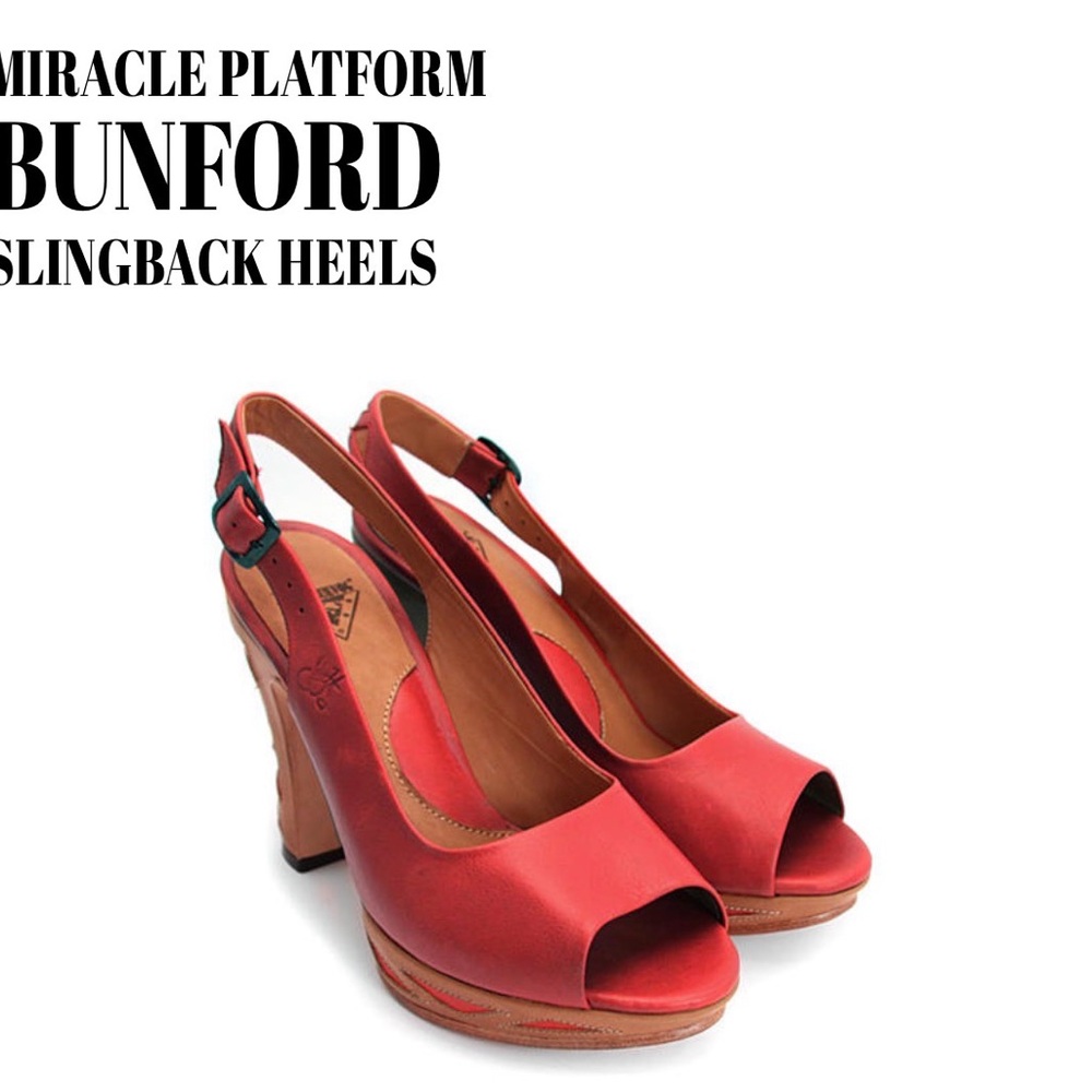 Ford Red Miracle Platform Slingback Heels
